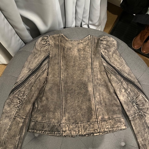 Rachel Roy Leather Jacket Size Medium Taupe/Brown - Picture 7 of 8